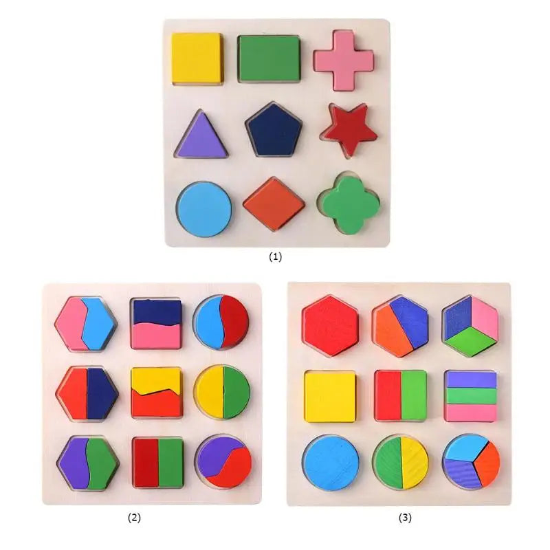 Wooden Geometric Shapes Montessori Sorting Puzzles
