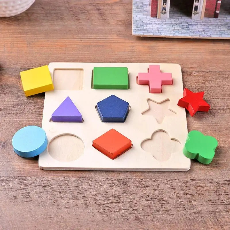 Wooden Geometric Shapes Montessori Sorting Puzzles