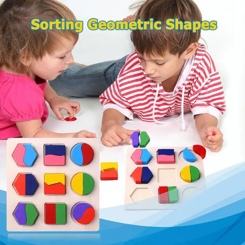 Wooden Geometric Shapes Montessori Sorting Puzzles