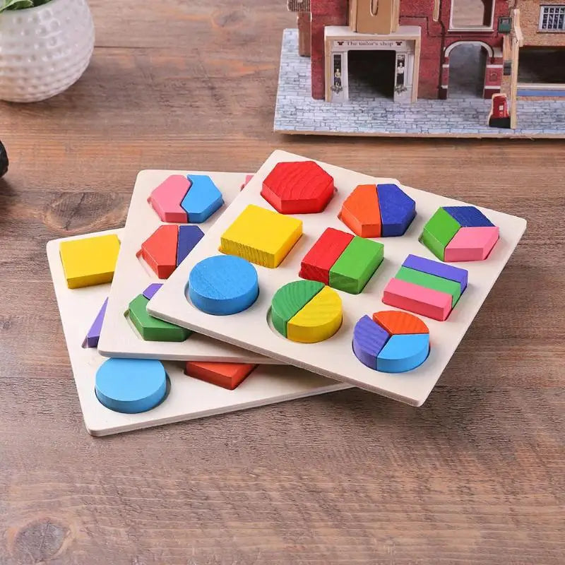 Wooden Geometric Shapes Montessori Sorting Puzzles