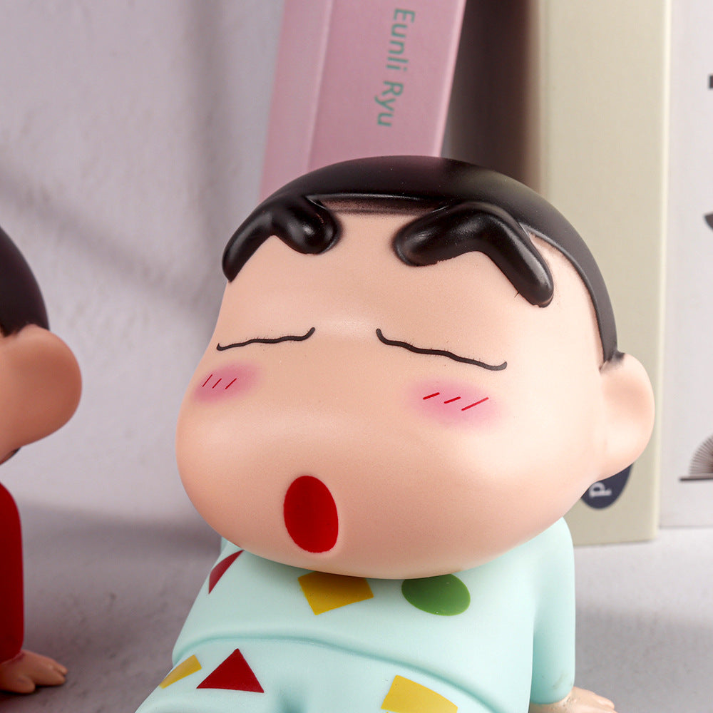 Crayon Shin-Chan Phone Holder Kawaii Anime Desktop Ornaments Cartoon Watching TV Phone Support Cute Doll Decorations toy Gifts