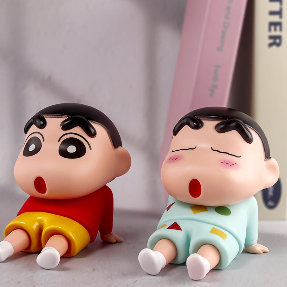 Crayon Shin-Chan Phone Holder Kawaii Anime Desktop Ornaments Cartoon Watching TV Phone Support Cute Doll Decorations toy Gifts