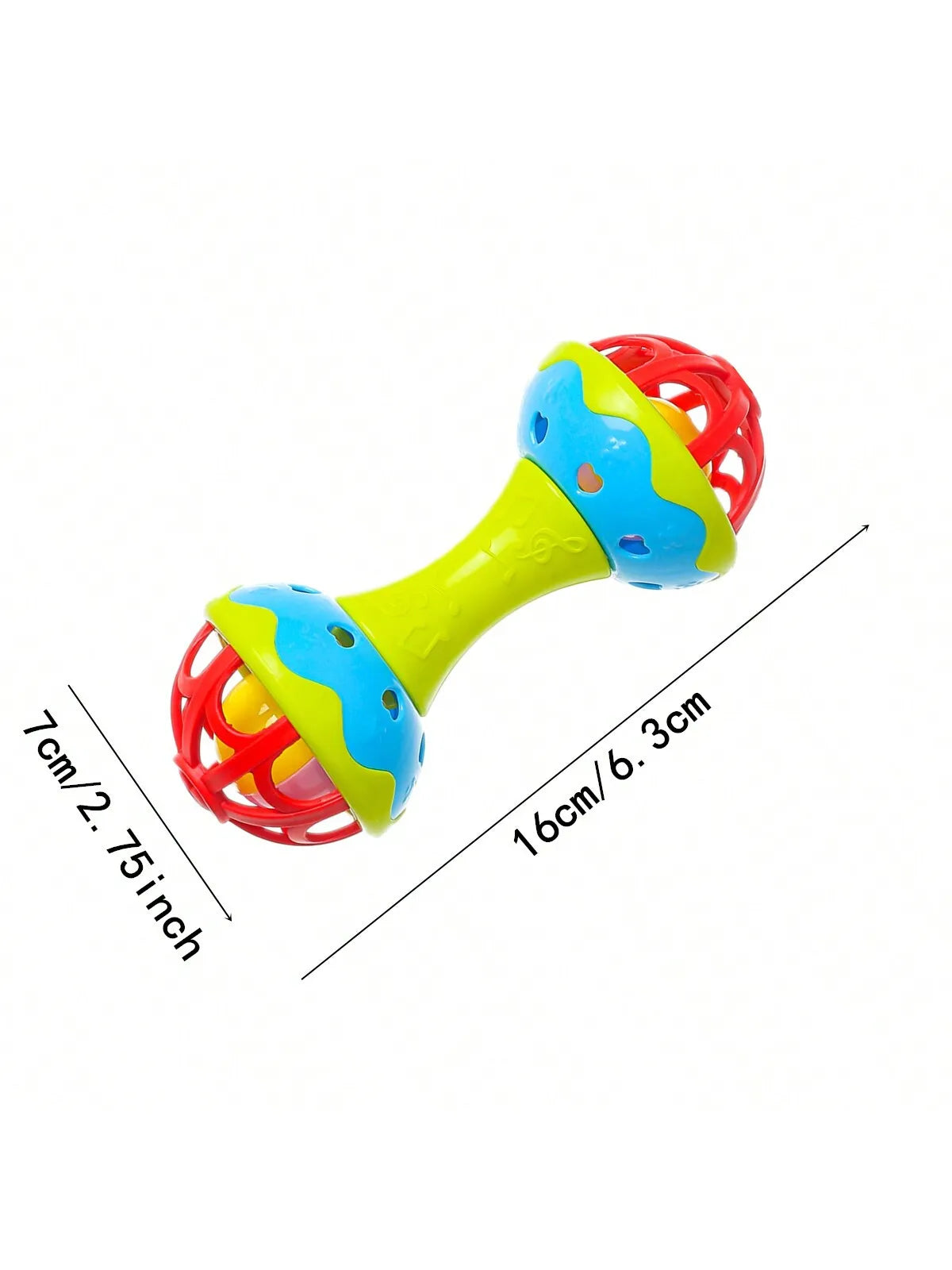 1pc random color Toddler Double-headed Hand Rattles Soothing Hand Grip Rattles Toys Baby Rattle Baby Nibbling Toys Baby Toys