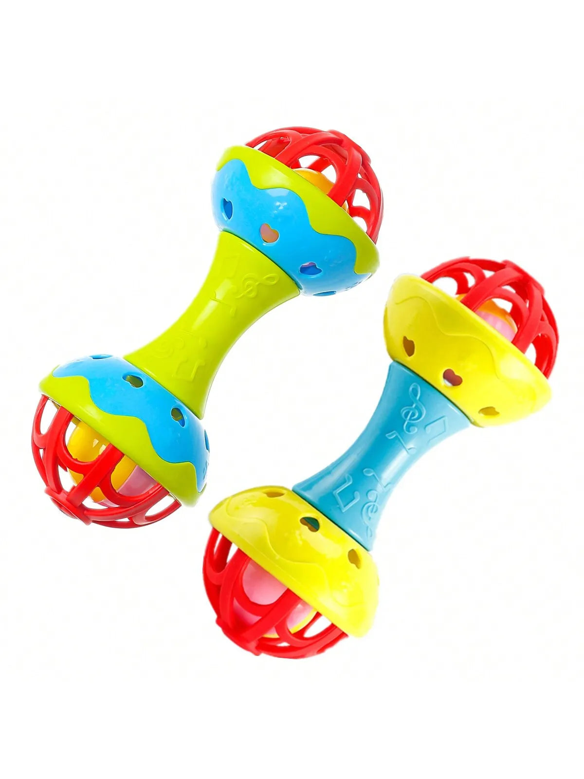 1pc random color Toddler Double-headed Hand Rattles Soothing Hand Grip Rattles Toys Baby Rattle Baby Nibbling Toys Baby Toys