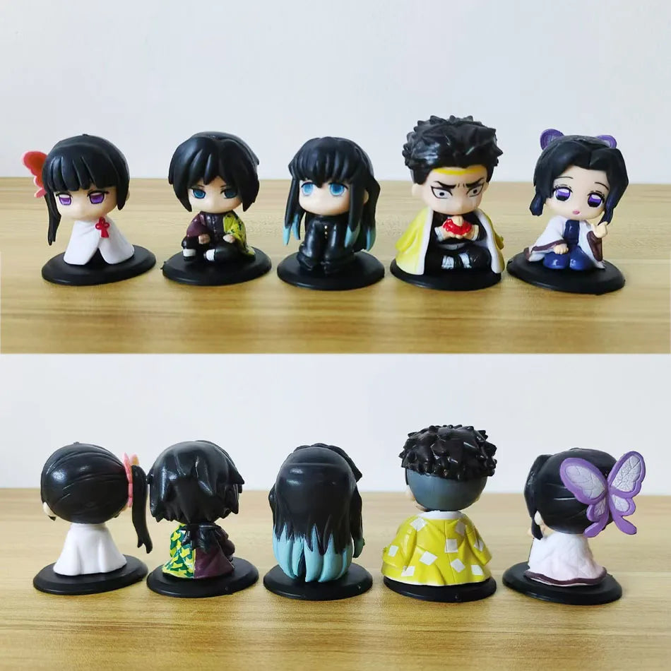 Demon Slayer 15 PCS/Set Q Version Sitting Ghost Doll Tanjiro Nidouzi Inosuke Zenizu Figure Action Figure Movie Model Toys Doll