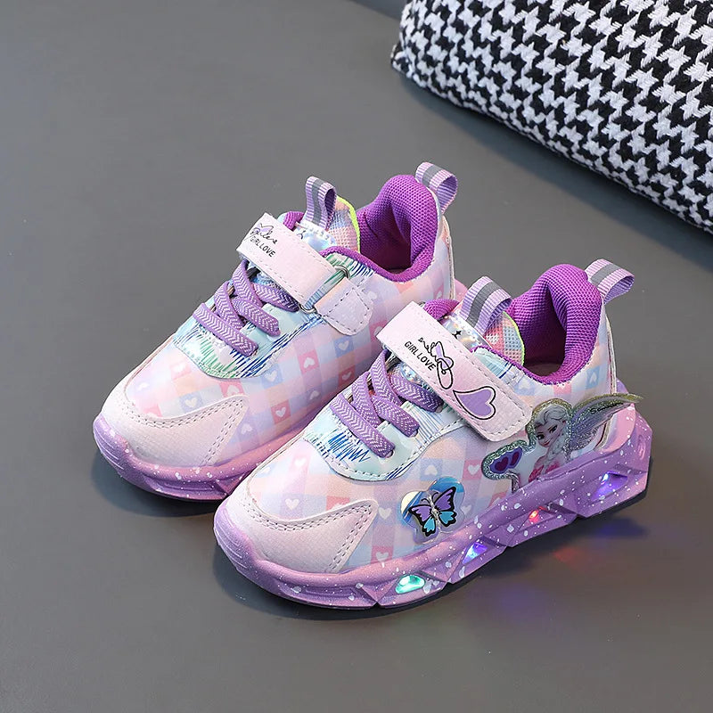 Elsa Princess Frozen Movie Baby Girls LED Lighting Sneakers