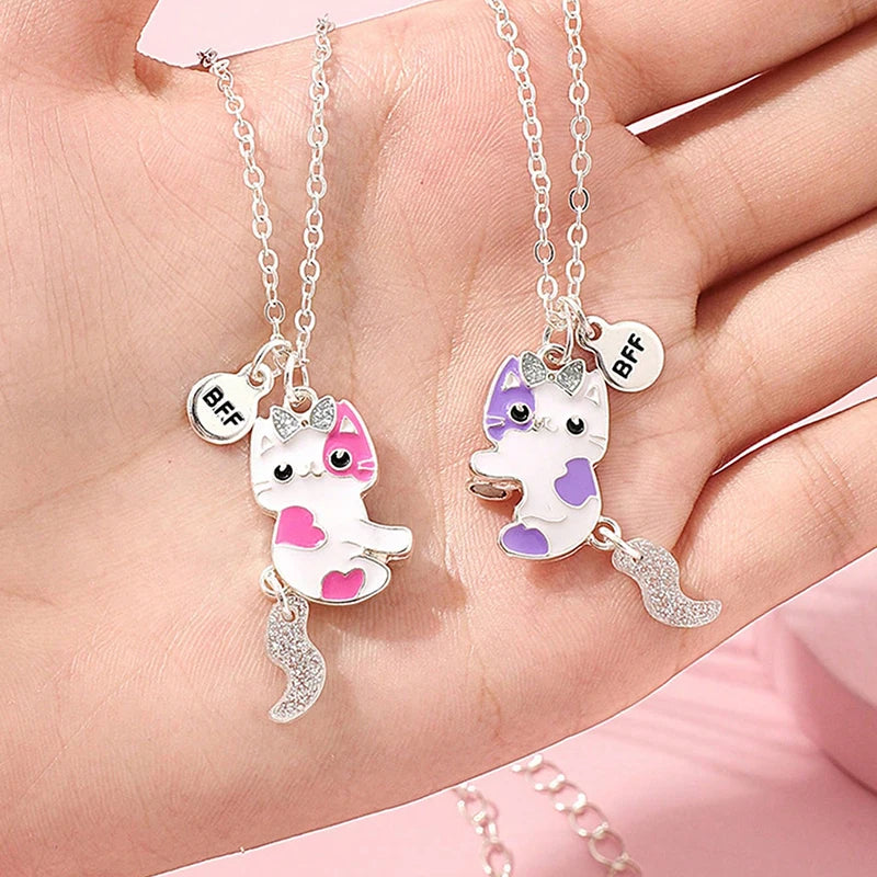 2 PCS Cute BFF Magnetic Necklace Set For Best Friends/ Sisters