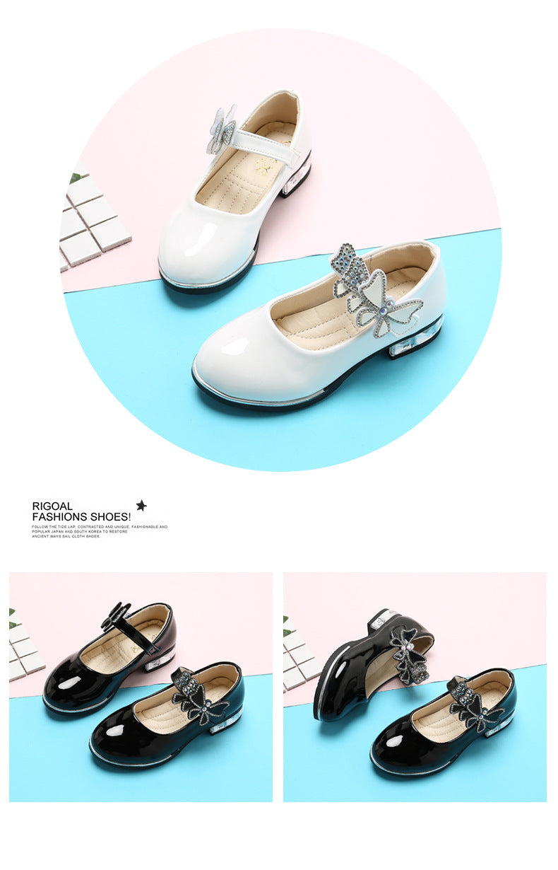 Butterfly-knot Girl's Leather Shoes