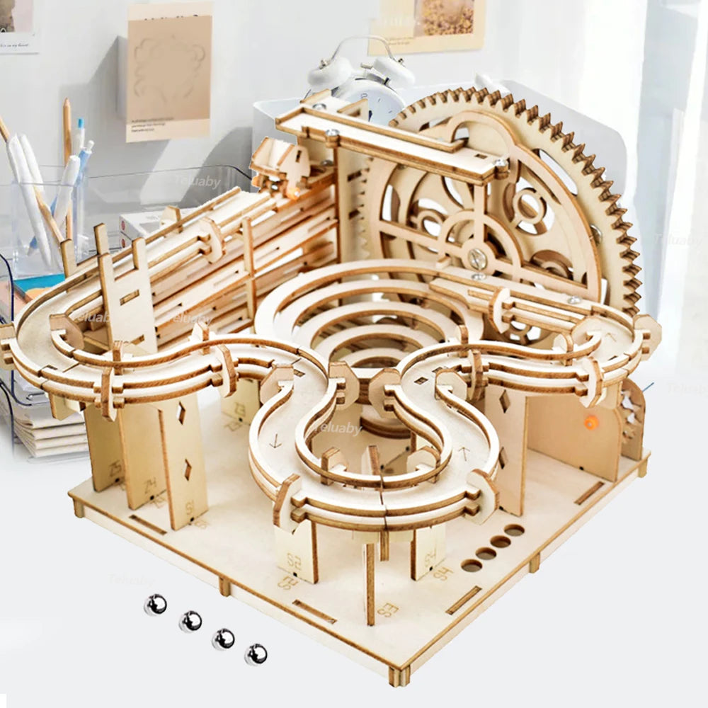 Marble Run 3D Wooden Puzzle DIY Mechanical Model Building Kits