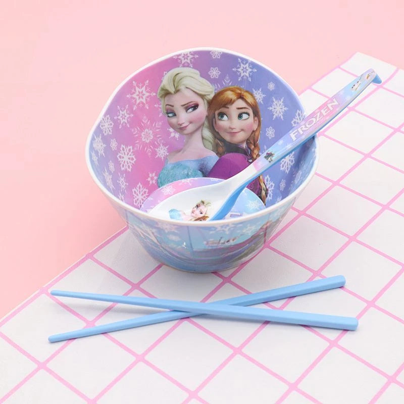 FROZEN MOVIE Elsa Anna Olaf cartoon children's bowl and spoon set personalized creative animation movie anti-fall tableware wholesale