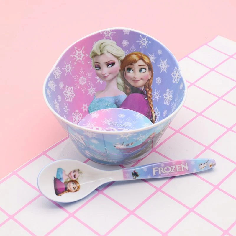 FROZEN MOVIE Elsa Anna Olaf cartoon children's bowl and spoon set personalized creative animation movie anti-fall tableware wholesale