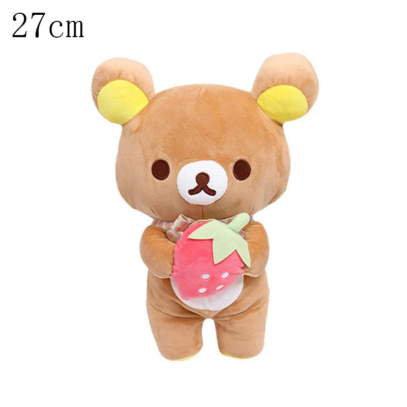 Strawberry Rilakkuma Plush Toy Cute Soft Teddy Bear Stuffed Doll Cartoon White Brown Couple Friends Birthday Gift for Kids