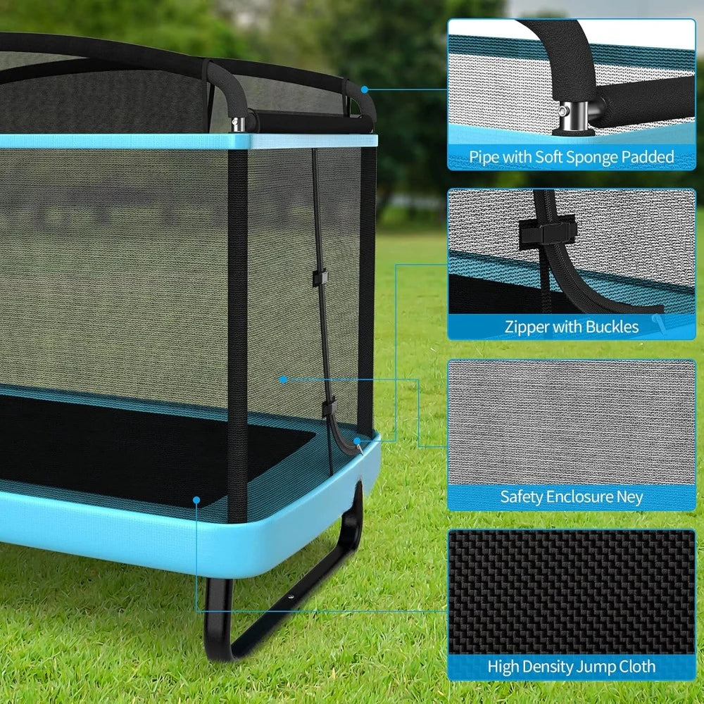 Rectangle 6FT Toddler Trampoline with Swing & Enclosure Safety Net