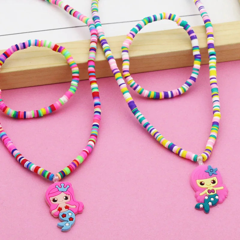 2pcs/Set Clay Beads Necklace Bracelet