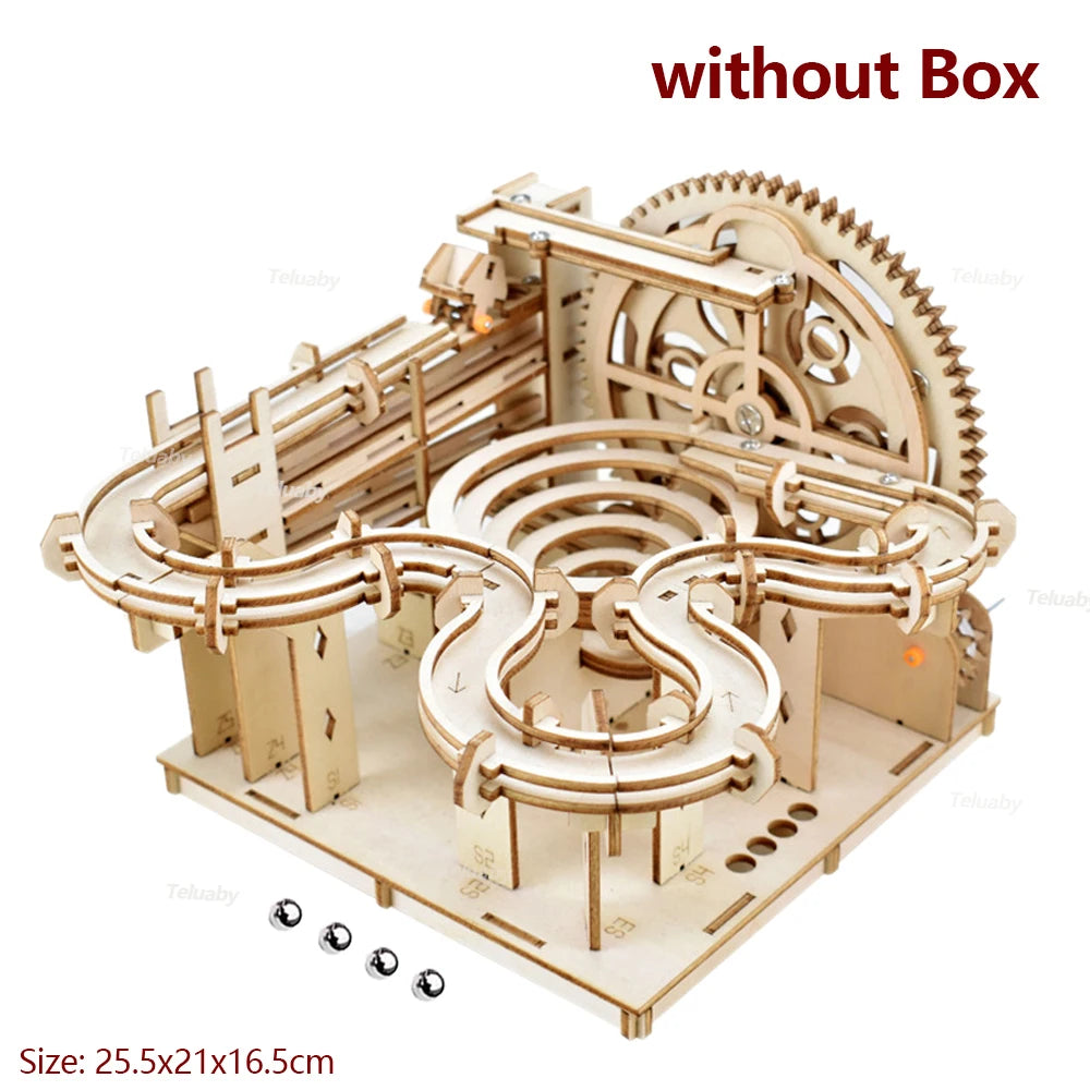 Marble Run 3D Wooden Puzzle DIY Mechanical Model Building Kits