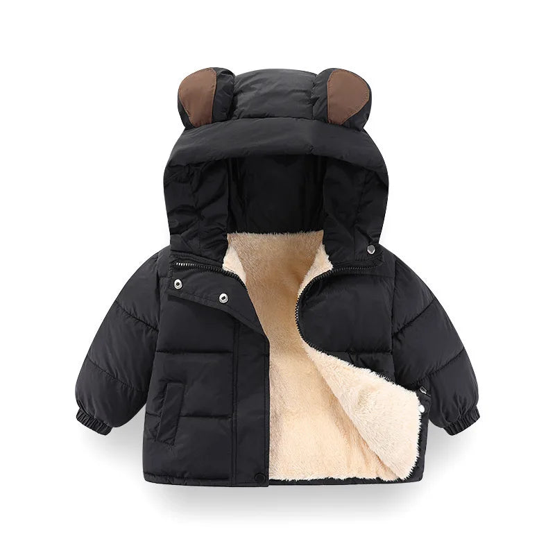 1pcs boy-girl coat Baby winter thickdown jackets kids warm plush thicken outerwear clothes fur hooded jacket children snowsuit