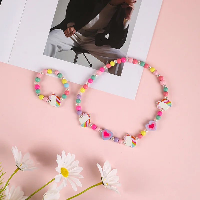 2pcs/Set Clay Beads Necklace Bracelet