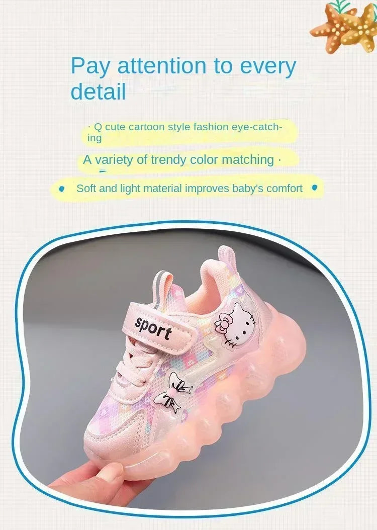 Hello Kitty Baby Girl Led Light Sneakers Kids Shoes