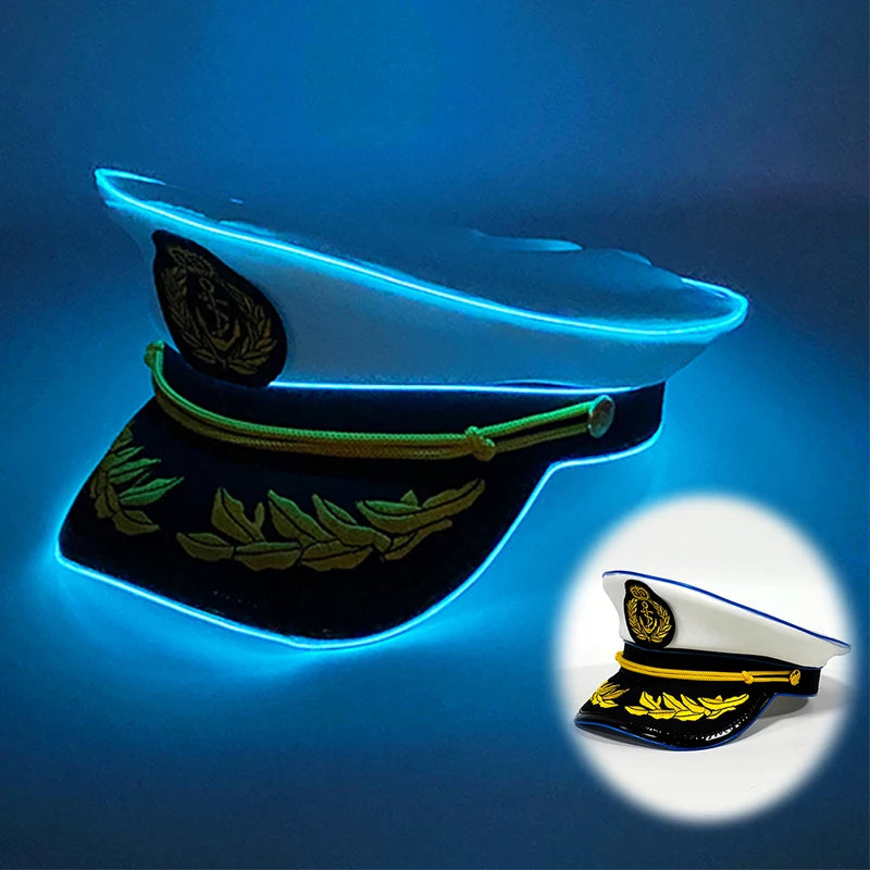 LED Pirate Hat Pirate Theme Holiday Cosplay Pirate Costume Decorations Glowing Captain Hat Colonial Tricorn Hat Woman Skull Hat