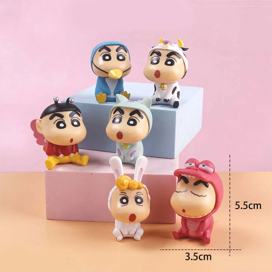 Crayon Shin Chan Action Figure 6Pcs/Set Cartoon Japanese Kawaii Figurines Collectibles Movie Peripheral Toy Gifts for Children