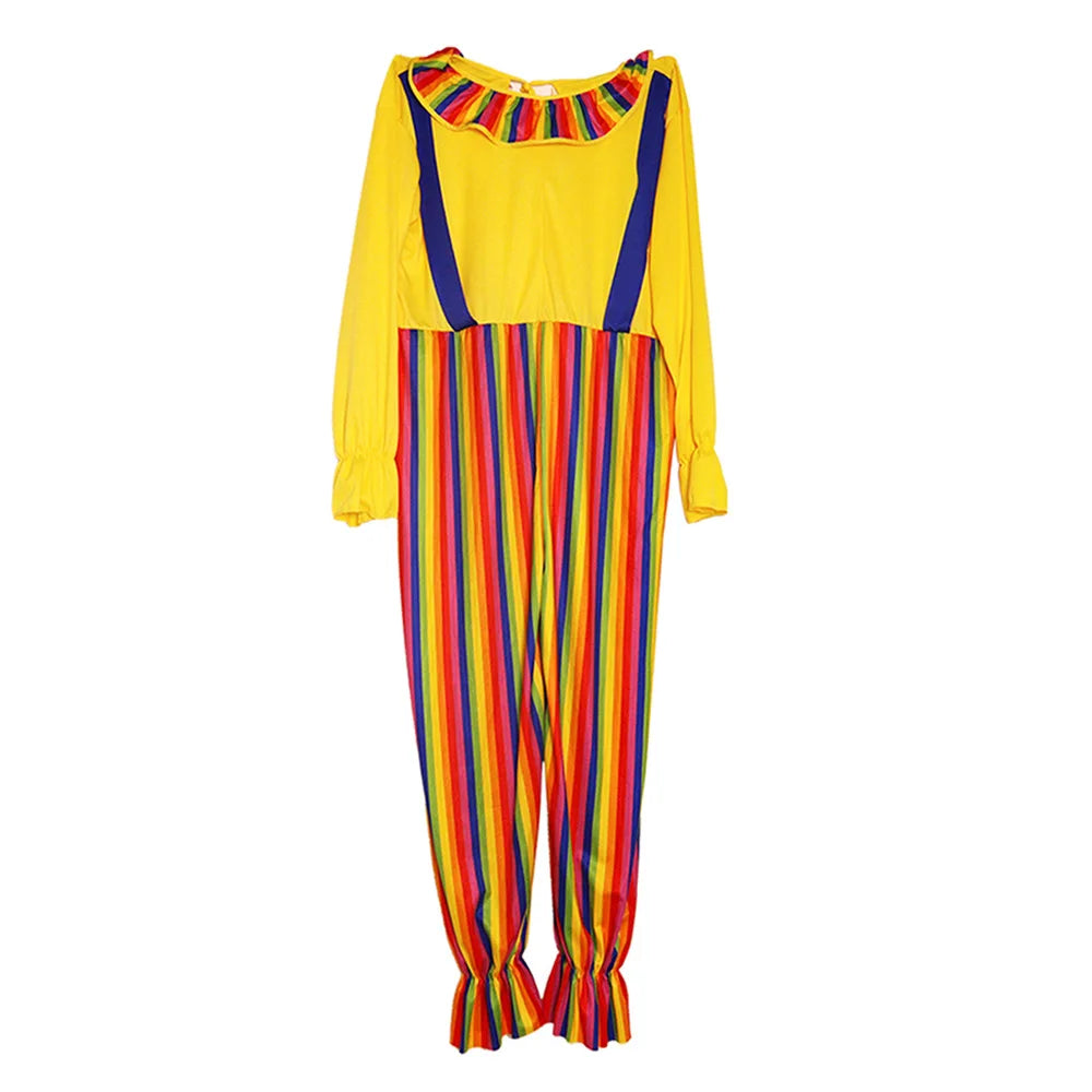 Halloween Adult Clown Costume Set Cosplay Performance Magic Show Party Role Play Props Includes Dress