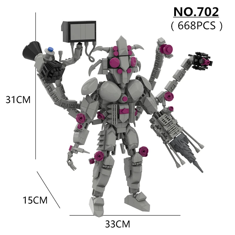 Skibidi Toilet Building Blocks Set Gold Clock Man With Sword Guitor Speaker Man Titan Computer Man Toys For Boys Xmas Gifts
