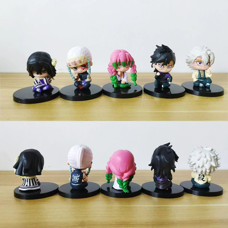 Demon Slayer 15 PCS/Set Q Version Sitting Ghost Doll Tanjiro Nidouzi Inosuke Zenizu Figure Action Figure Movie Model Toys Doll