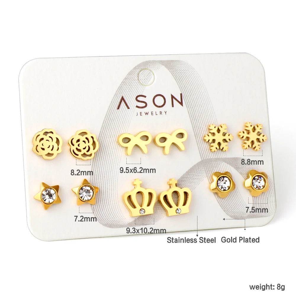 6 Pairs Of Fashion Earrings Set For Girls