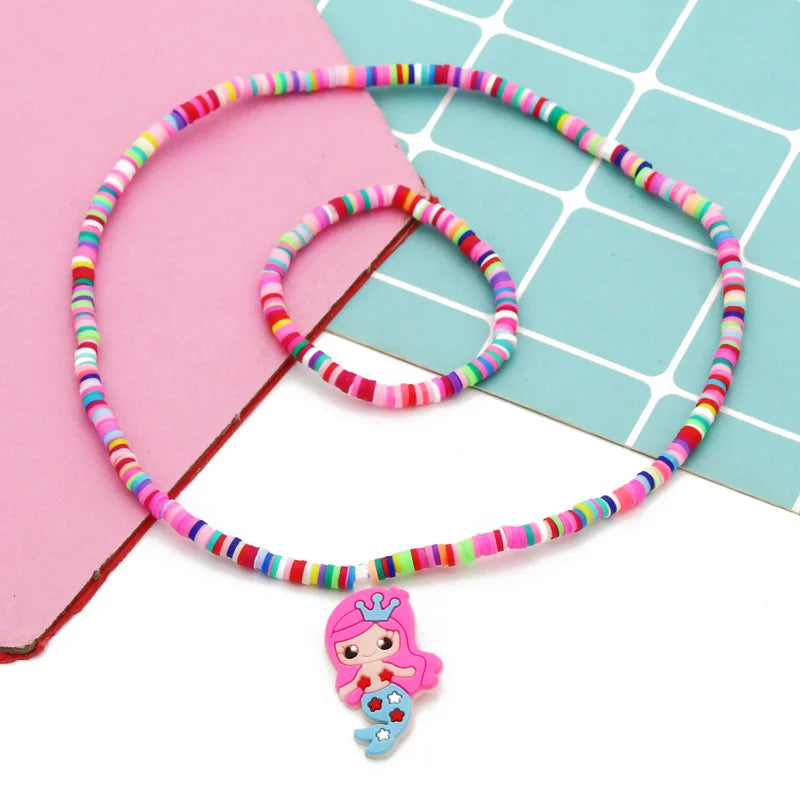 2pcs/Set Clay Beads Necklace Bracelet