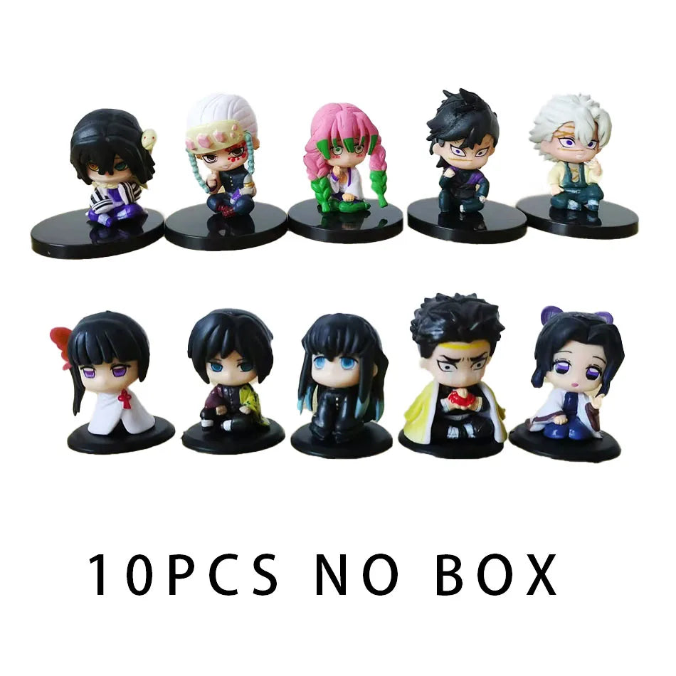 Demon Slayer 15 PCS/Set Q Version Sitting Ghost Doll Tanjiro Nidouzi Inosuke Zenizu Figure Action Figure Movie Model Toys Doll