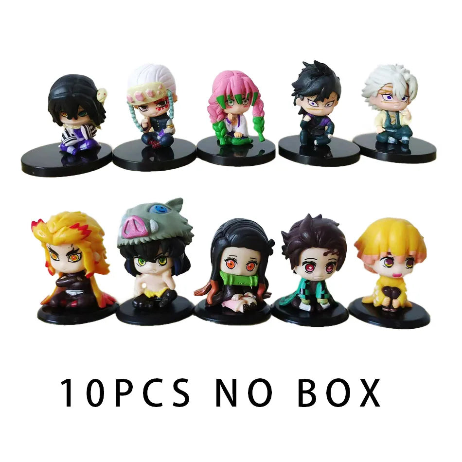 Demon Slayer 15 PCS/Set Q Version Sitting Ghost Doll Tanjiro Nidouzi Inosuke Zenizu Figure Action Figure Movie Model Toys Doll