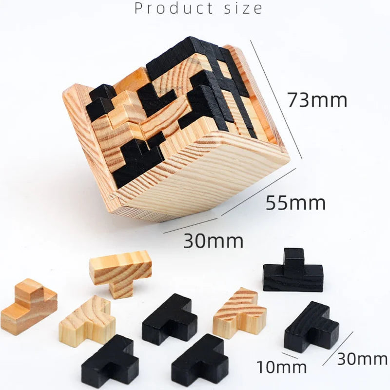 3D Cube Puzzle Interlocking Creative Educational Wooden Toy