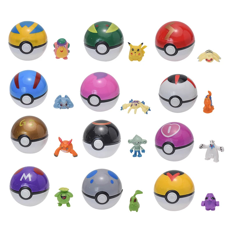 Pokemon Poke Ball 12Pcs/Set Figure Toys Anime Pikachu Pocket Monster Pet Elf PVC Figurine Action Collection Model Dolls Gifts