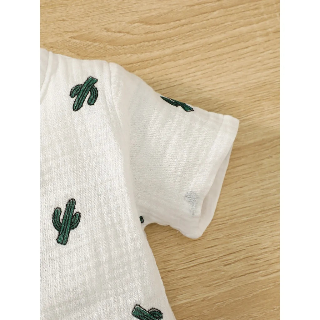 Baby Boy Short Sleeves Print T-shirt + Shorts Summer FALL Casual Outfit