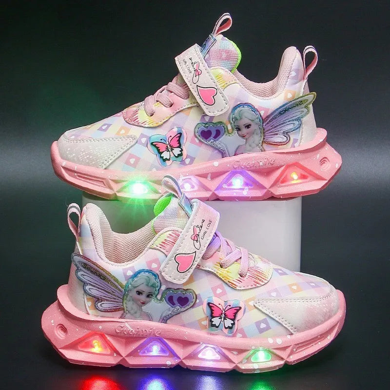 Elsa Princess Frozen Movie Baby Girls LED Lighting Sneakers