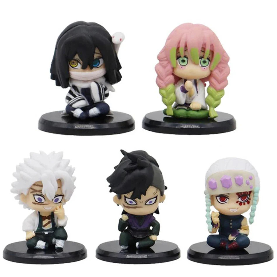 Demon Slayer 15 PCS/Set Q Version Sitting Ghost Doll Tanjiro Nidouzi Inosuke Zenizu Figure Action Figure Movie Model Toys Doll
