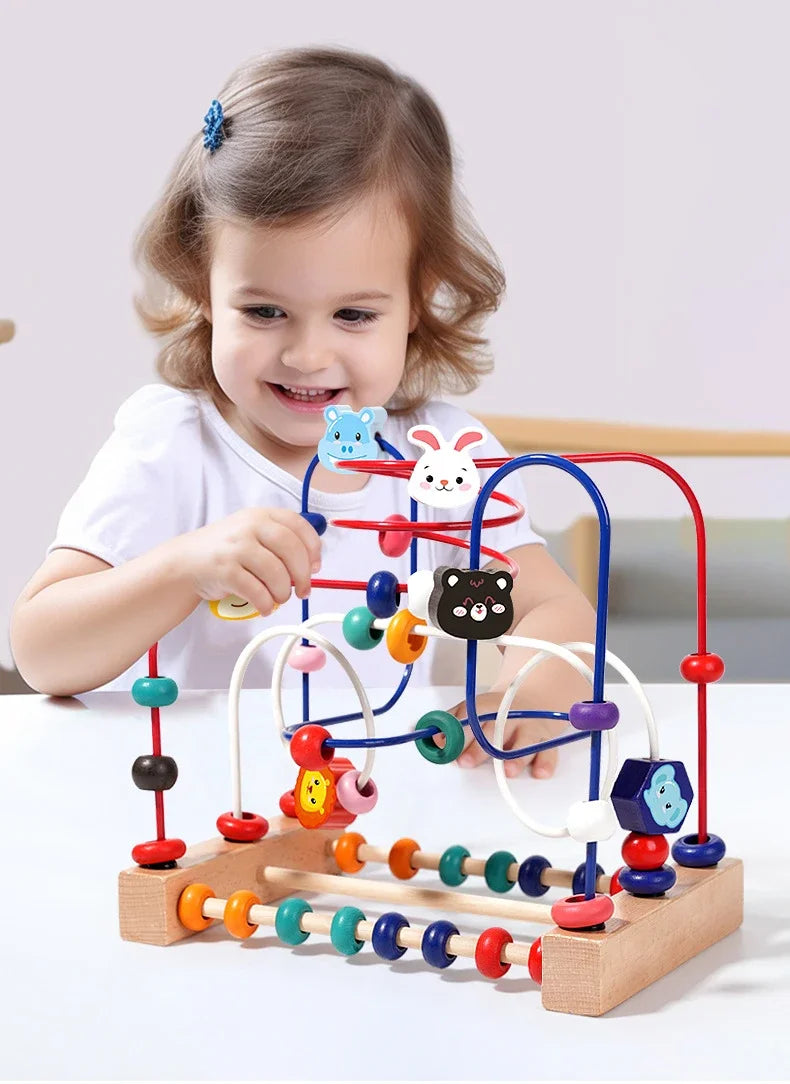 Montessori Baby Toys Wooden Roller Coaster Bead Maze Toddler Early Learning Educational Puzzle Math Toy for Children