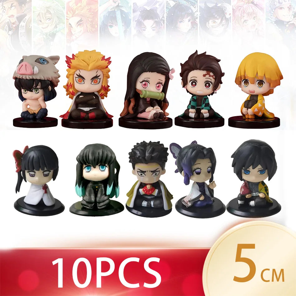 Demon Slayer Sitting Ghost Doll 5 Style/Set Q Version Tanjiro Nidouzi Inosuke Zenizu Figure Action Figure Movie Model Toys Doll