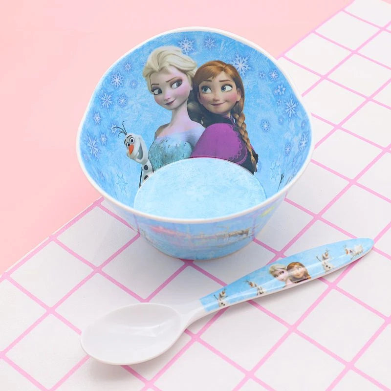 FROZEN MOVIE Elsa Anna Olaf cartoon children's bowl and spoon set personalized creative animation movie anti-fall tableware wholesale