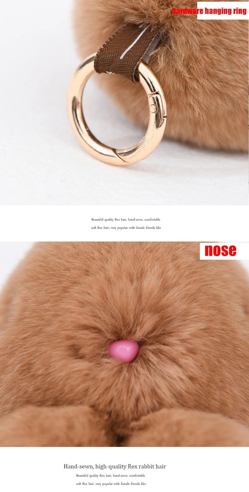 Cute Fluffy Bunny Keychain 100% Natural Rex Rabbit Fur Model Size Real Fur Key Chains Bag Toys Doll Lovely Keyring Pendant