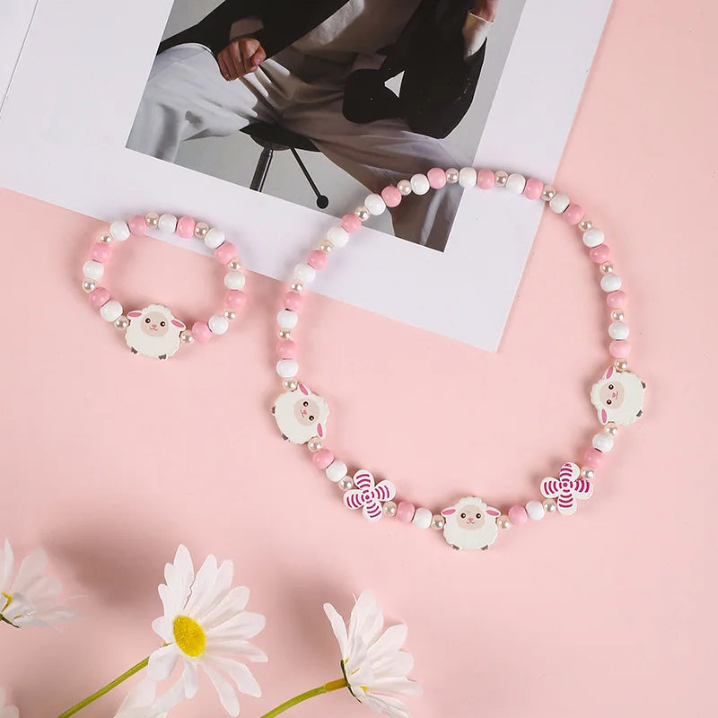 2pcs/Set Clay Beads Necklace Bracelet