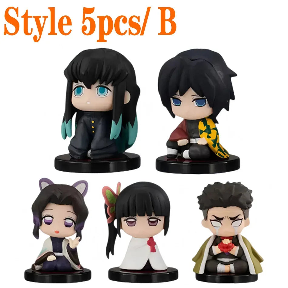 Demon Slayer Sitting Ghost Doll 10Pcs/Style Q Version Tanjiro Nidouzi Inosuke Zenizu Figure Action Figure Movie Model Toy Gift