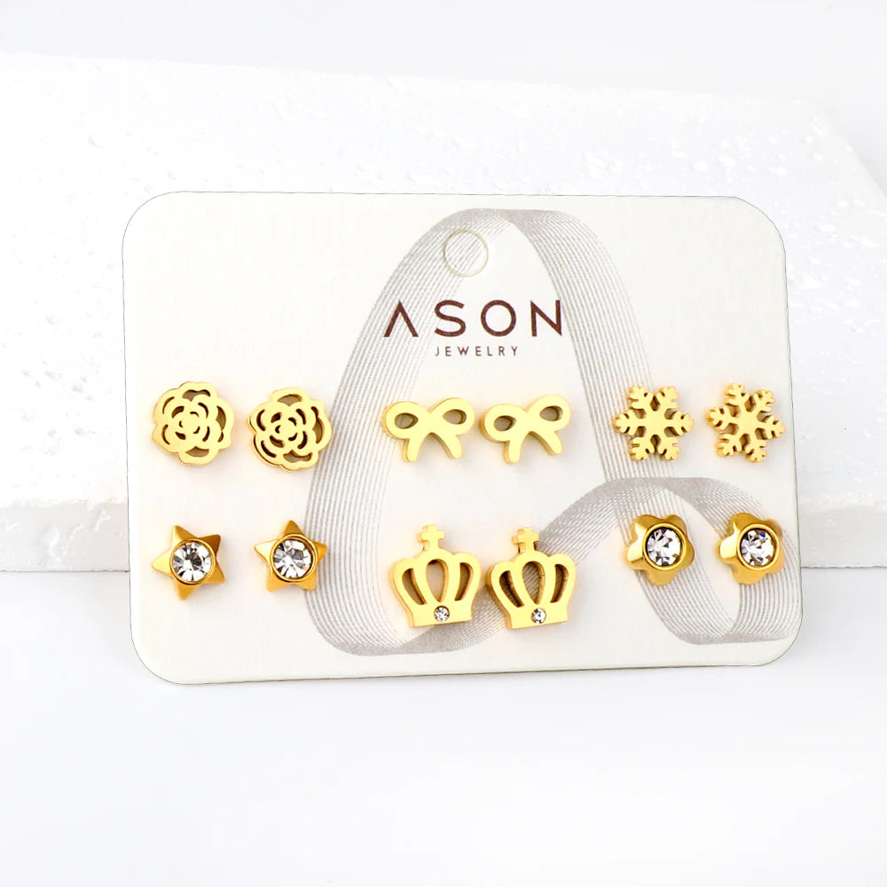 6 Pairs Of Fashion Earrings Set For Girls