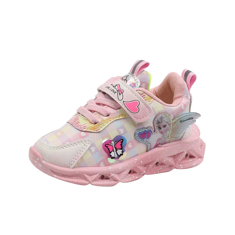 Elsa Princess Frozen Movie Baby Girls LED Lighting Sneakers