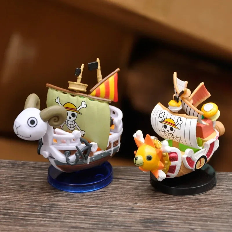 One Piece Anime Ship Figure 7cm Luffy Model Toy Mini Boat Assembled Model Action Figure Super Cute