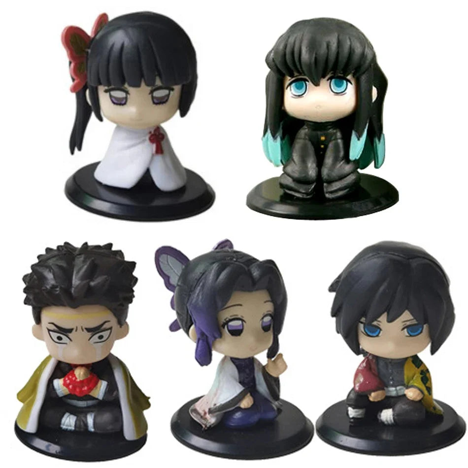 Demon Slayer 15 PCS/Set Q Version Sitting Ghost Doll Tanjiro Nidouzi Inosuke Zenizu Figure Action Figure Movie Model Toys Doll