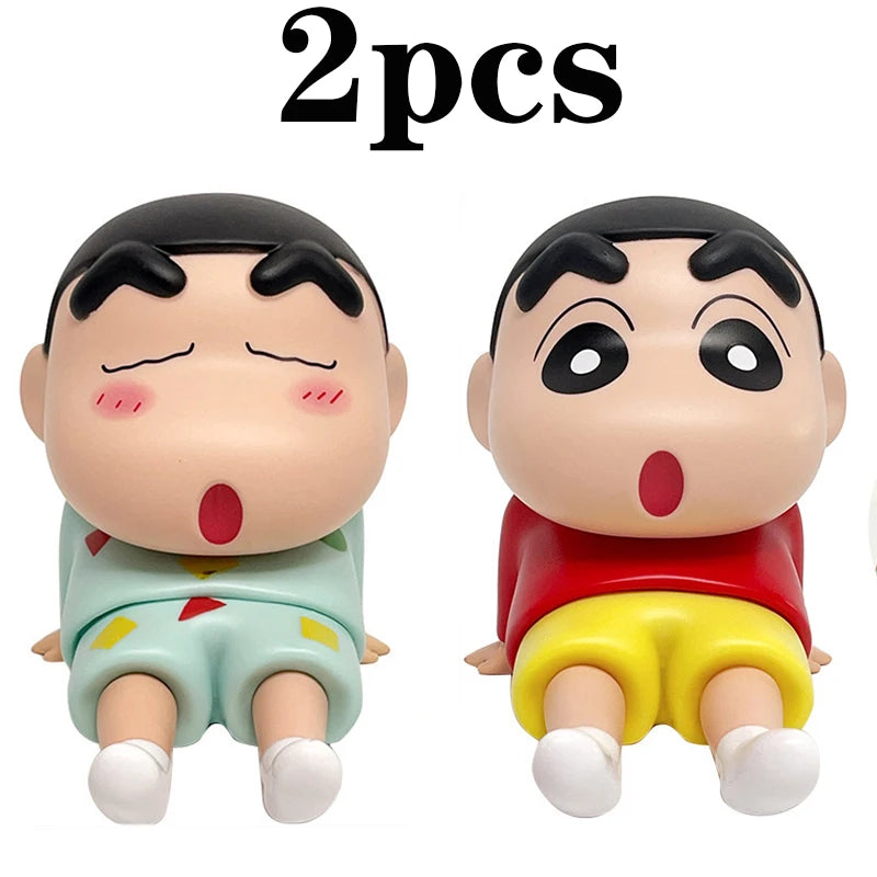 Crayon Shin-Chan Phone Holder Kawaii Anime Desktop Ornaments Cartoon Watching TV Phone Support Cute Doll Decorations toy Gifts