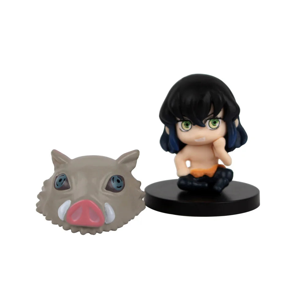 Demon Slayer Q Version 5 Style/Set Sitting Ghost Doll Tanjiro Nidouzi Inosuke Zenizu Figure Action Figure Movie Model Toys Doll