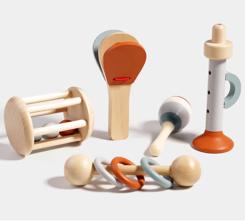 Baby Handheld Bell, Ringing Instrument, Early Childhood Education, Soothing Bed Bell, Wooden Gripping, Chewing Toy