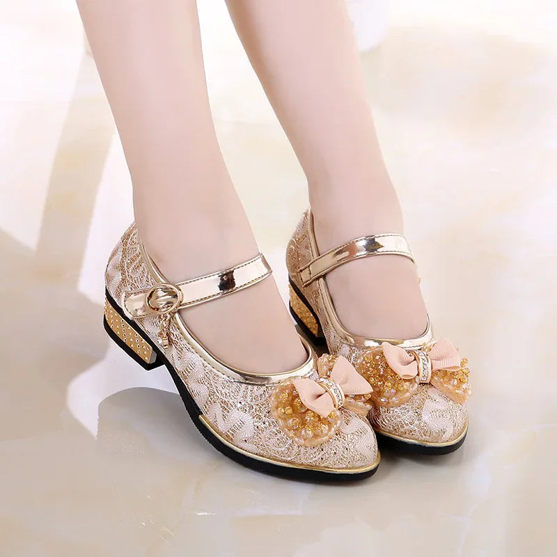 Bowknot princes Girls Leather Shoes for party weddings